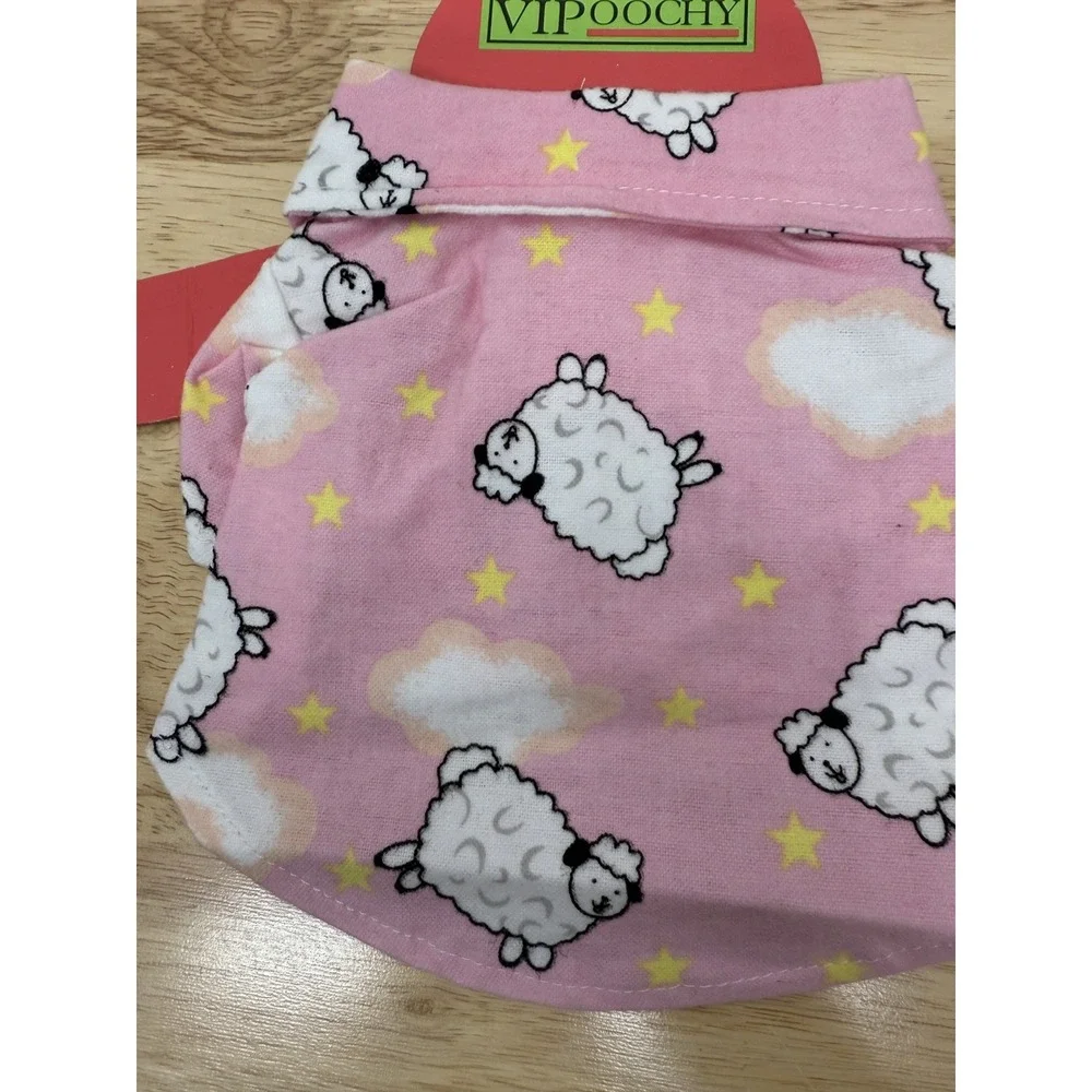VIPoochy Dog Sweater Pajamas Coat Pink Sheep With Hook &Loop‎ Closure XXS #47